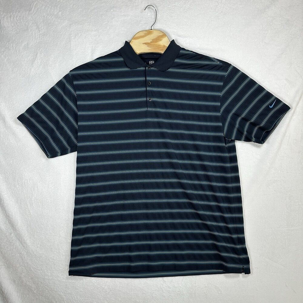 Nike‎ Golf Short Sleeve Polo Shirt Men's Size XXL Striped Blue